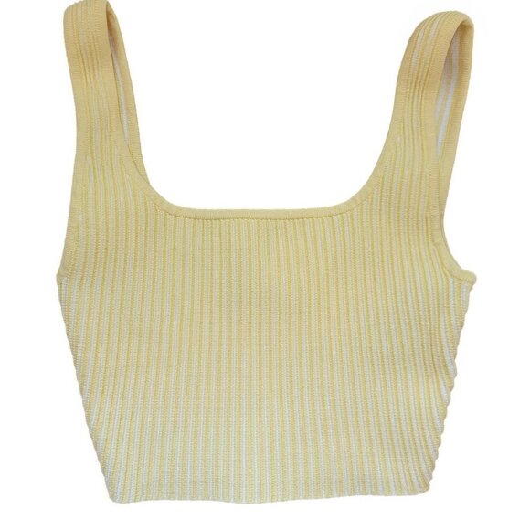 Aritzia Babaton Sculpt Knit Tank - Yellow/wht -sz 2xs - Picture 1 of 6